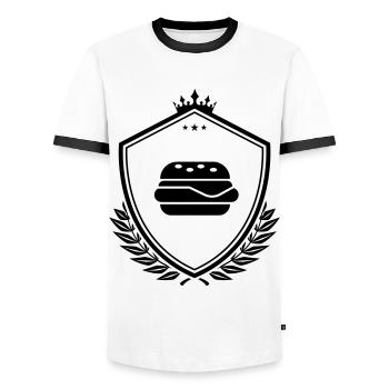 Burger Restauration rapide - T-shirt contrasté Homme - blanc/noir - Devant - AI Model Female 172 light (172cm) & AI Model Male 178 dark (178cm)