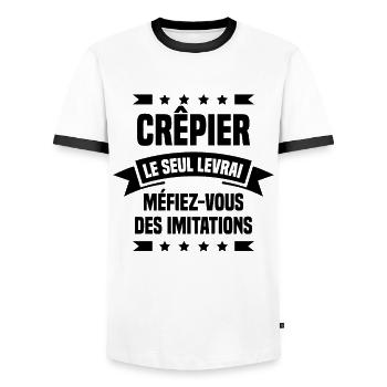 Crêpier Le Seul Le vrai Méfiez Vous Des Imitations - T-shirt contrasté Homme - blanc/noir - Devant - AI Model Female 172 light (172cm) & AI Model Male 178 dark (178cm)