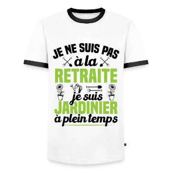 Pas à la retraite je suis jardinier à plein temps - T-shirt contrasté Homme - blanc/noir - Devant - AI Model Female 172 light (172cm) & AI Model Male 178 dark (178cm)