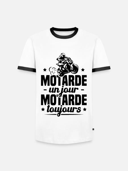 Humour Cadeau Motarde Un Jour Toujours Moto Femme - T-shirt contrasté Homme - blanc/noir