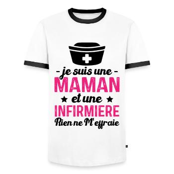 Je suis une maman et une infirmière humour cadeau - T-shirt contrasté Homme - blanc/noir - Devant - AI Model Female 172 light (172cm) & AI Model Male 178 dark (178cm)