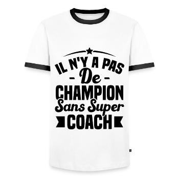 il n y a pas de champion sans super coach - T-shirt contrasté Homme - blanc/noir - Devant - AI Model Female 172 light (172cm) & AI Model Male 178 dark (178cm)