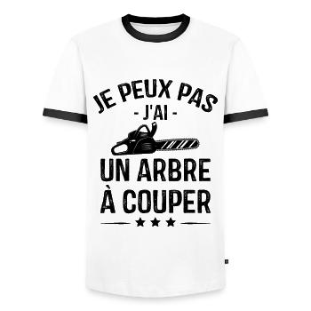 Je Peux Pas J'ai Un Arbre à Couper - T-shirt contrasté Homme - blanc/noir - Devant - AI Model Female 172 light (172cm) & AI Model Male 178 dark (178cm)