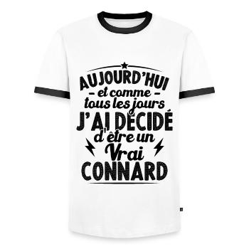 Tous les jours j'ai décidé d'être un vrai connard - T-shirt contrasté Homme - blanc/noir - Devant - AI Model Female 172 light (172cm) & AI Model Male 178 dark (178cm)