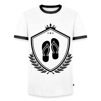 Flip-flops icon - Men's Ringer Shirt - white/black - Front - AI Model Female 172 light (172cm) & AI Model Male 178 dark (178cm)