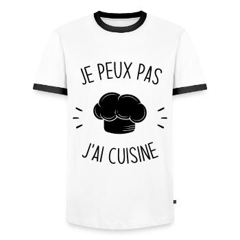 Je Peux Pas J'ai Cuisine Humour Cadeau - T-shirt contrasté Homme - blanc/noir - Devant - AI Model Female 172 light (172cm) & AI Model Male 178 dark (178cm)