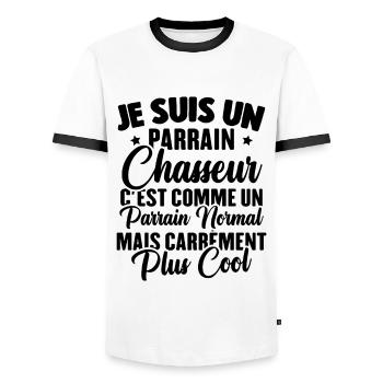 Je suis un parrain chasseur idée cadeau chasse - T-shirt contrasté Homme - blanc/noir - Devant - AI Model Female 172 light (172cm) & AI Model Male 178 dark (178cm)