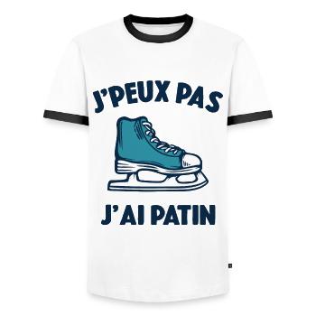 Je peux pas j'ai patin humour cadeau patinage - T-shirt contrasté Homme - blanc/noir - Devant - AI Model Female 172 light (172cm) & AI Model Male 178 dark (178cm)