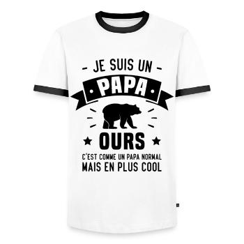 Je suis un Papa Ours Plus Cool Humour Cadeau - T-shirt contrasté Homme - blanc/noir - Devant - AI Model Female 172 light (172cm) & AI Model Male 178 dark (178cm)