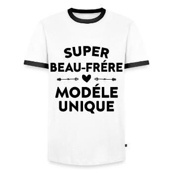 Super beau-frére modéle unique cadeau beau-frére - T-shirt contrasté Homme - blanc/noir - Devant - AI Model Female 172 light (172cm) & AI Model Male 178 dark (178cm)