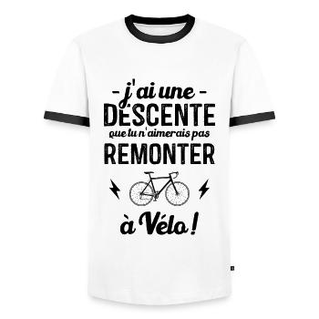 J'ai une Descente que tu remontera pas à vélo - T-shirt contrasté Homme - blanc/noir - Devant - AI Model Female 172 light (172cm) & AI Model Male 178 dark (178cm)