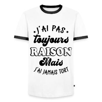 J'ai pas toujours raison mais j'ai jamais tort - T-shirt contrasté Homme - blanc/noir - Devant - AI Model Female 172 light (172cm) & AI Model Male 178 dark (178cm)