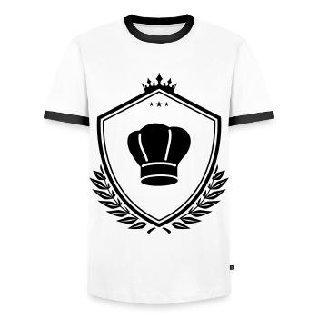 Armoiries du chapeau du chef - T-shirt contrasté Homme - blanc/noir - Devant - AI Model Female 172 light (172cm) & AI Model Male 178 dark (178cm)