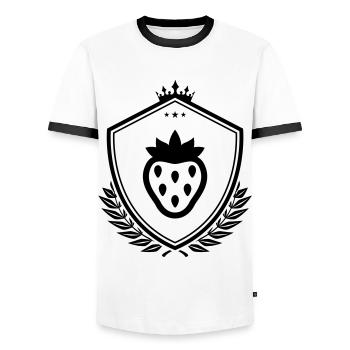 Bouclier de fraise - T-shirt contrasté Homme - blanc/noir - Devant - AI Model Female 172 light (172cm) & AI Model Male 178 dark (178cm)