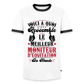 Le meilleur moniteur d'équitation du monde - T-shirt contrasté Homme - blanc/noir - Devant - AI Model Female 172 light (172cm) & AI Model Male 178 dark (178cm)