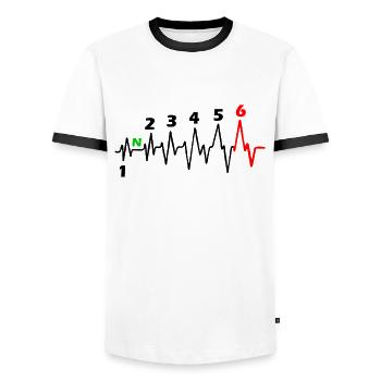 Motorcycle 6 Gears - ECG Adrenaline Heartbeat Biker - Men's Ringer Shirt - white/black - Front - AI Model Female 172 light (172cm) & AI Model Male 178 dark (178cm)