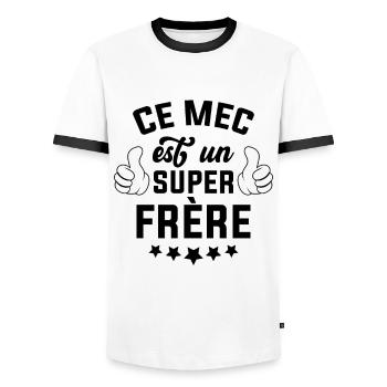 Ce mec est un super frère - T-shirt contrasté Homme - blanc/noir - Devant - AI Model Female 172 light (172cm) & AI Model Male 178 dark (178cm)