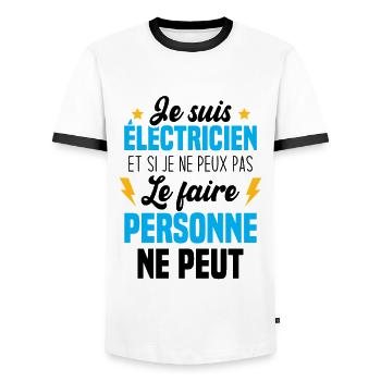 Je suis électricien - T-shirt contrasté Homme - blanc/noir - Devant - AI Model Female 172 light (172cm) & AI Model Male 178 dark (178cm)