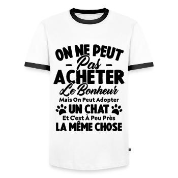 On peut adopter un chat Humour Cadeau - T-shirt contrasté Homme - blanc/noir - Devant - AI Model Female 172 light (172cm) & AI Model Male 178 dark (178cm)