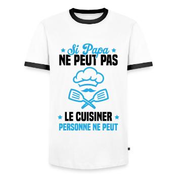 Si papa ne peut pas le cuisiner personne ne peut - T-shirt contrasté Homme - blanc/noir - Devant - AI Model Female 172 light (172cm) & AI Model Male 178 dark (178cm)