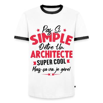 Pas si simple d'être un architecte super cool - T-shirt contrasté Homme - blanc/noir - Devant - AI Model Female 172 light (172cm) & AI Model Male 178 dark (178cm)