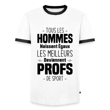 Les meilleurs hommes deviennent profs de sport - T-shirt contrasté Homme - blanc/noir - Devant - AI Model Female 172 light (172cm) & AI Model Male 178 dark (178cm)