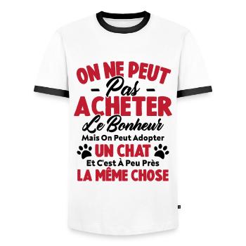 On peut adopter un chat Humour Cadeau - T-shirt contrasté Homme - blanc/noir - Devant - AI Model Female 172 light (172cm) & AI Model Male 178 dark (178cm)