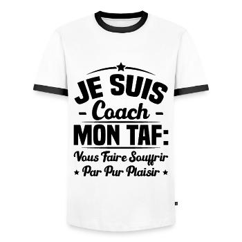 Je suis coach, Humour cadeau sportif coach - T-shirt contrasté Homme - blanc/noir - Devant - AI Model Female 172 light (172cm) & AI Model Male 178 dark (178cm)