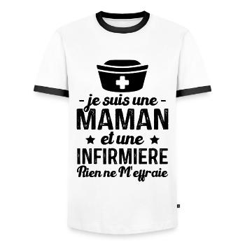 Je suis une maman et une infirmière humour cadeau - T-shirt contrasté Homme - blanc/noir - Devant - AI Model Female 172 light (172cm) & AI Model Male 178 dark (178cm)