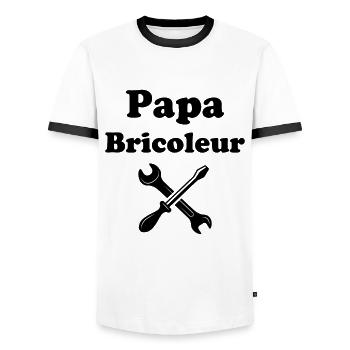 Cadeau Pour Papa Bricoleur - T-shirt contrasté Homme - blanc/noir - Devant - AI Model Female 172 light (172cm) & AI Model Male 178 dark (178cm)
