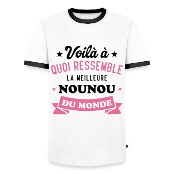Cadeau Voilà La Meilleure Nounou du Monde - T-shirt contrasté Homme - blanc/noir - Devant - AI Model Female 172 light (172cm) & AI Model Male 178 dark (178cm)