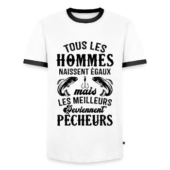 Les meilleurs hommes deviennent pêcheurs Cadeau - T-shirt contrasté Homme - blanc/noir - Devant - AI Model Female 172 light (172cm) & AI Model Male 178 dark (178cm)