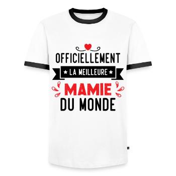 Cadeau meilleure mamie du monde grand mère - T-shirt contrasté Homme - blanc/noir - Devant - AI Model Female 172 light (172cm) & AI Model Male 178 dark (178cm)