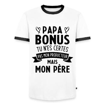 Papa bonus tu n'es certes pas mon producteur - T-shirt contrasté Homme - blanc/noir - Devant - AI Model Female 172 light (172cm) & AI Model Male 178 dark (178cm)