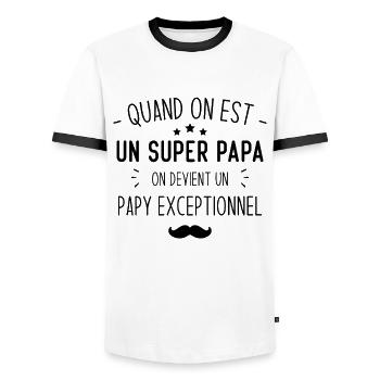Un super papa on devient un papy exceptionnel - T-shirt contrasté Homme - blanc/noir - Devant - AI Model Female 172 light (172cm) & AI Model Male 178 dark (178cm)