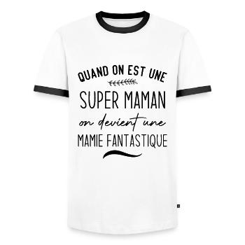 Un super papa on devient un papy fantastique - T-shirt contrasté Homme - blanc/noir - Devant - AI Model Female 172 light (172cm) & AI Model Male 178 dark (178cm)