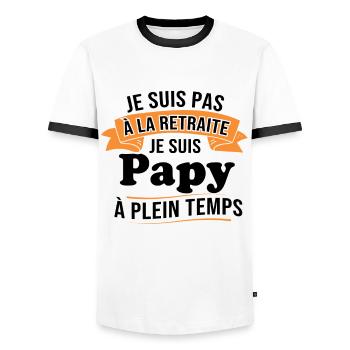 Je ne suis pas retraité je suis papy à plein temps - T-shirt contrasté Homme - blanc/noir - Devant - AI Model Female 172 light (172cm) & AI Model Male 178 dark (178cm)