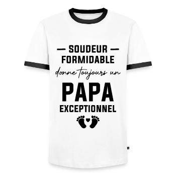 Soudeur formidable et un papa exceptionnel - T-shirt contrasté Homme - blanc/noir - Devant - AI Model Female 172 light (172cm) & AI Model Male 178 dark (178cm)