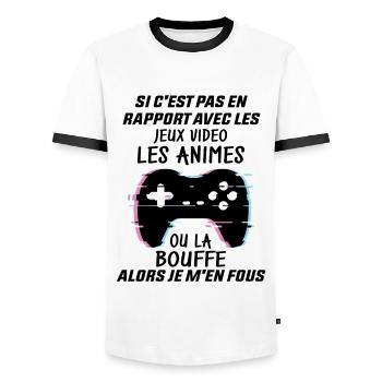 Si C'est Pas En Rapport Avec Les Mangas Jeux Vidéo - T-shirt contrasté Homme - blanc/noir - Devant - AI Model Female 172 light (172cm) & AI Model Male 178 dark (178cm)
