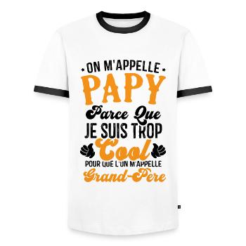 On m'appelle papy parce que je suis trop cool - T-shirt contrasté Homme - blanc/noir - Devant - AI Model Female 172 light (172cm) & AI Model Male 178 dark (178cm)