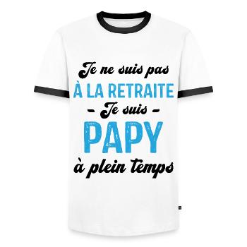 Je ne suis pas retraité je suis papy à plein temps - T-shirt contrasté Homme - blanc/noir - Devant - AI Model Female 172 light (172cm) & AI Model Male 178 dark (178cm)