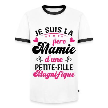 Je suis la Fière Mamie d'une Petite Fille Cool - T-shirt contrasté Homme - blanc/noir - Devant - AI Model Female 172 light (172cm) & AI Model Male 178 dark (178cm)