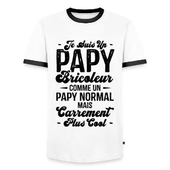 Papy bricoleur comme un papy normal - T-shirt contrasté Homme - blanc/noir - Devant - AI Model Female 172 light (172cm) & AI Model Male 178 dark (178cm)
