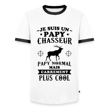 Je suis un papy chasseur comme un papy normal - T-shirt contrasté Homme - blanc/noir - Devant - AI Model Female 172 light (172cm) & AI Model Male 178 dark (178cm)