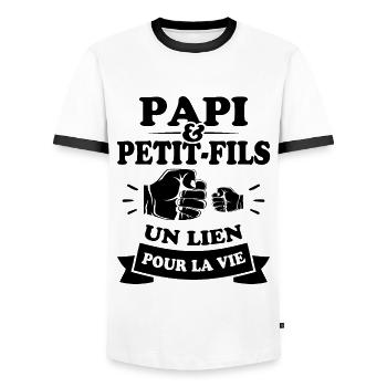 Papi et petit fils un lien pour la vie cadeau papy - T-shirt contrasté Homme - blanc/noir - Devant - AI Model Female 172 light (172cm) & AI Model Male 178 dark (178cm)