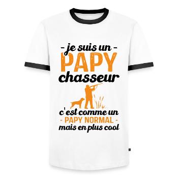 Je suis un papy chasseur comme un papy normal - T-shirt contrasté Homme - blanc/noir - Devant - AI Model Female 172 light (172cm) & AI Model Male 178 dark (178cm)