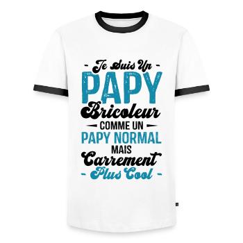 Papy bricoleur comme un papy normal - T-shirt contrasté Homme - blanc/noir - Devant - AI Model Female 172 light (172cm) & AI Model Male 178 dark (178cm)