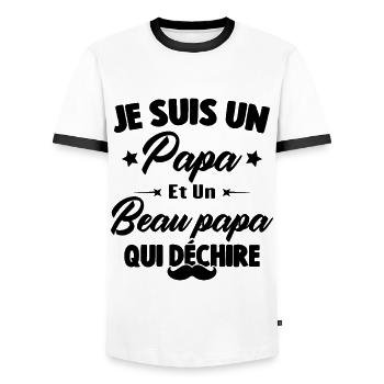 je suis un papa et beau-papa qui déchire - T-shirt contrasté Homme - blanc/noir - Devant - AI Model Female 172 light (172cm) & AI Model Male 178 dark (178cm)