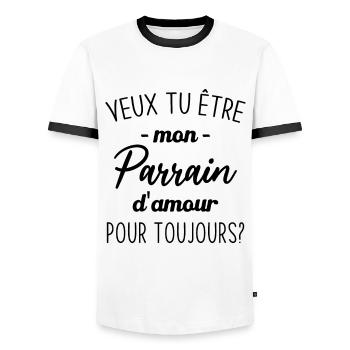 Veux Tu Être Mon Parrain d'amour pour toujours - T-shirt contrasté Homme - blanc/noir - Devant - AI Model Female 172 light (172cm) & AI Model Male 178 dark (178cm)