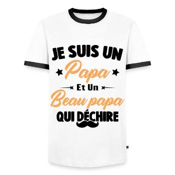 je suis un papa et beau-papa qui déchire - T-shirt contrasté Homme - blanc/noir - Devant - AI Model Female 172 light (172cm) & AI Model Male 178 dark (178cm)